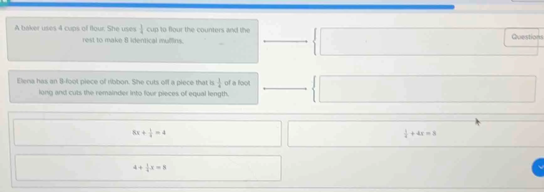 a baker uses 4 cups of flour. she uses $\frac{1}{4}$ cup to flour the c…