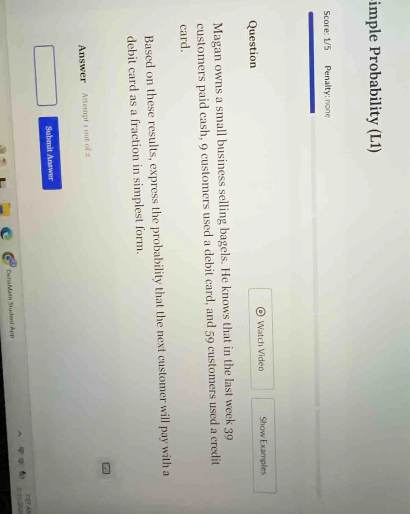 simple probability (l1) score: 1/5 penalty: none question magan owns a …