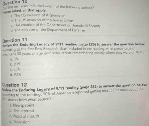 question 10 the war on terror included which of the following actions? …