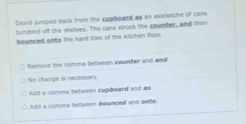 david jumped back from the cupboard as an avalanche of cans tumbled off…