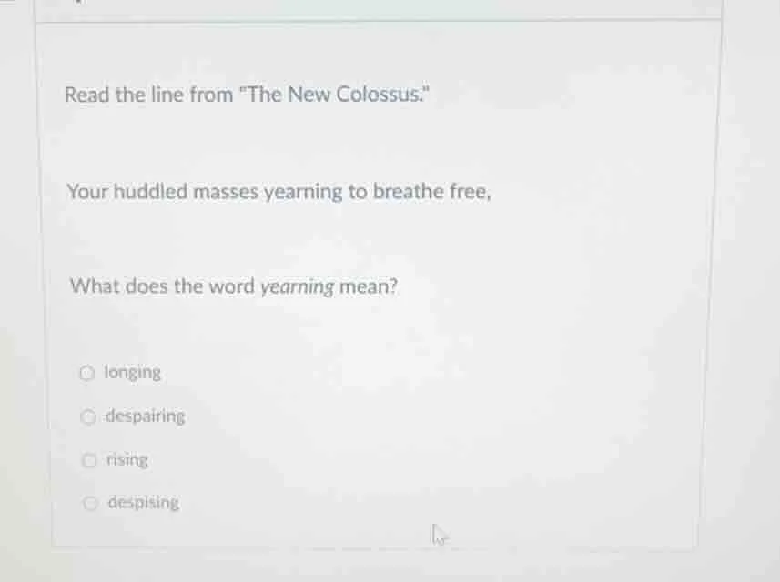 read the line from \the new colossus.\ your huddled masses yearning to …