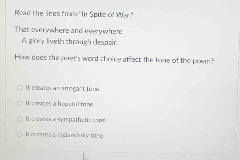 read the lines from \in spite of war.\ that everywhere and everywhere a…