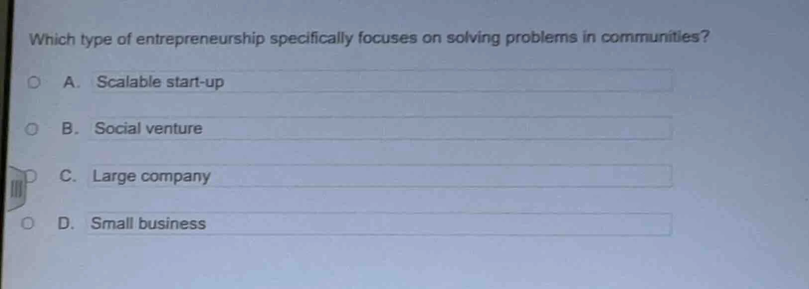 which type of entrepreneurship specifically focuses on solving problems…