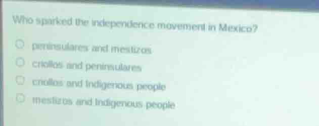 who sparked the independence movement in mexico?peninsulares and mestiz…