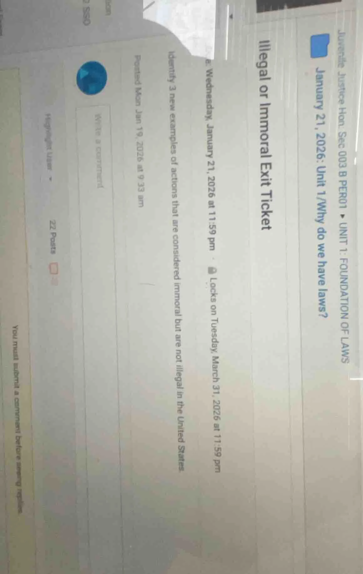 juvenile justice hon: sec 003 b per01 ▶ unit 1: foundation of laws janu…