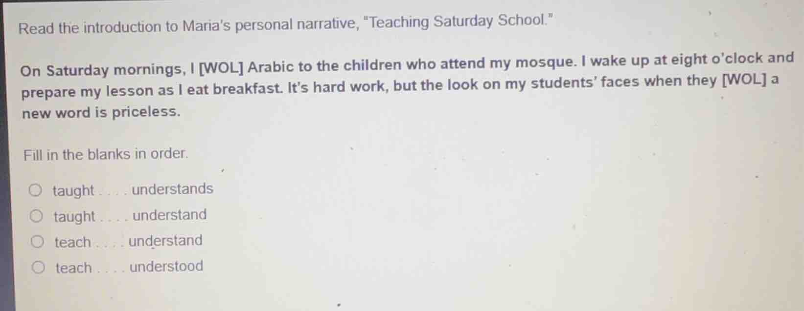 read the introduction to marias personal narrative, \teaching saturday …