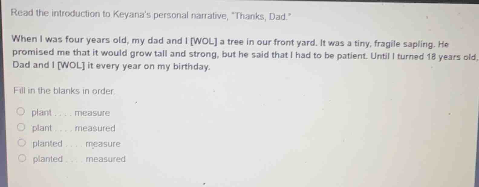 read the introduction to keyanas personal narrative, \thanks, dad.\ whe…