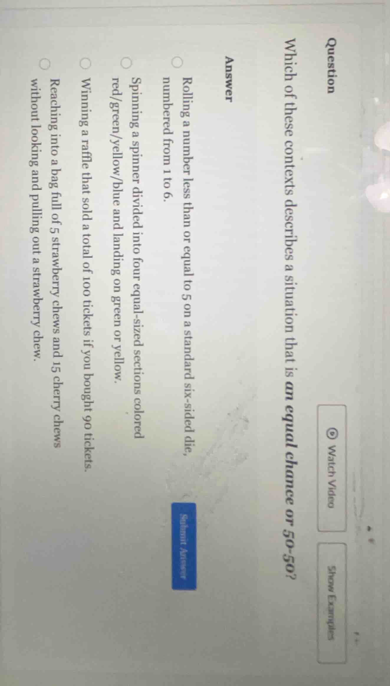 question which of these contexts describes a situation that is an equal…