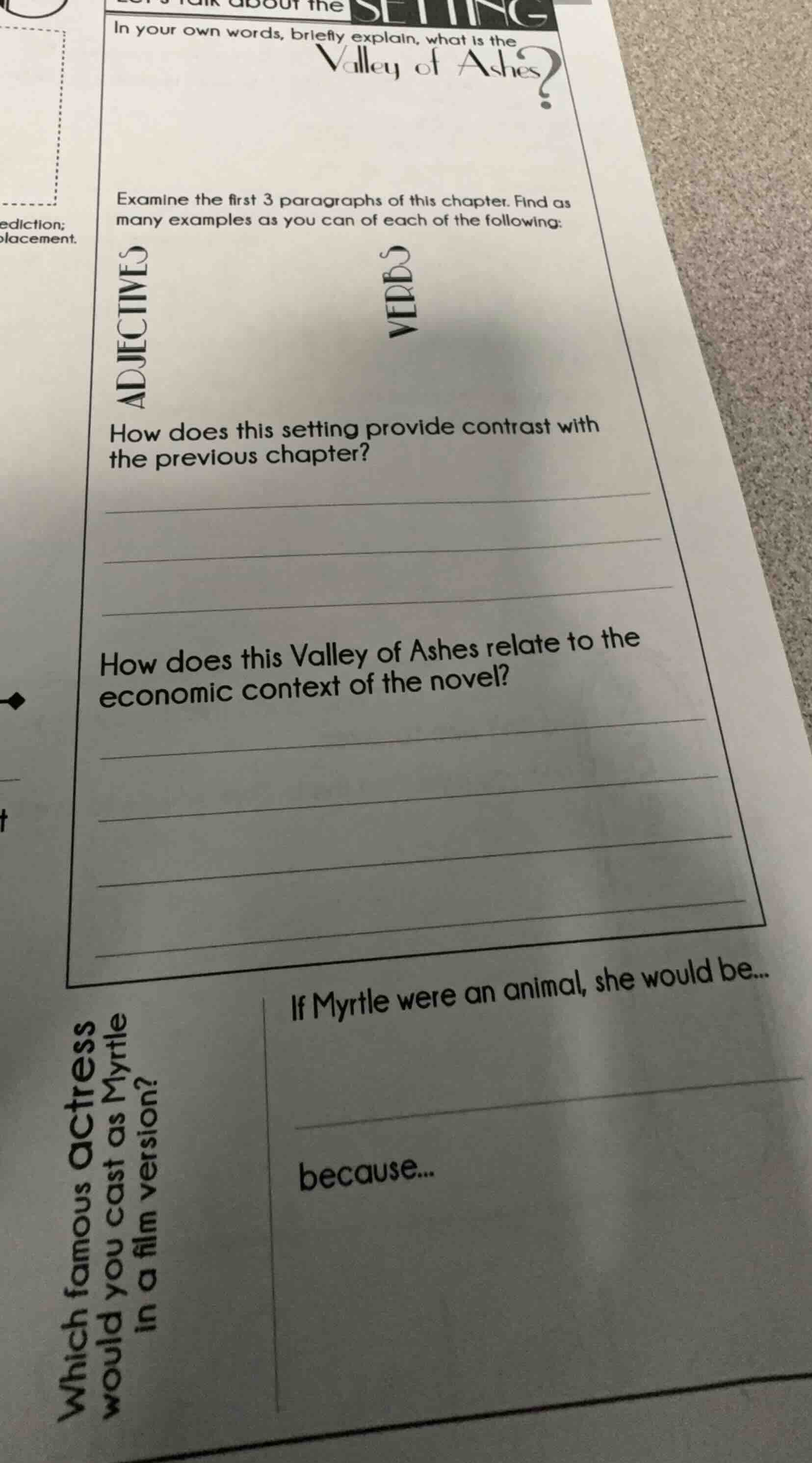 lets talk about the setting in your own words, briefly explain, what is…