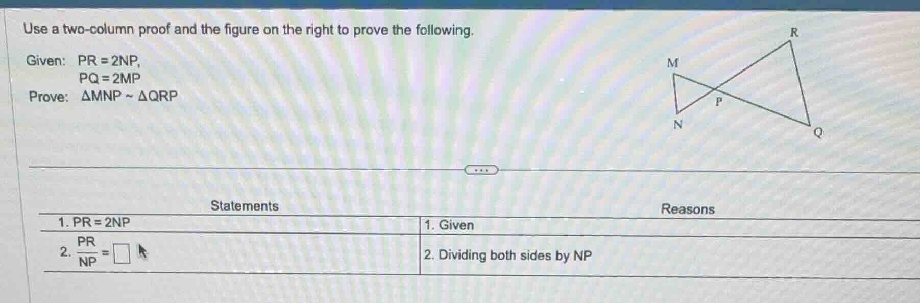 use a two-column proof and the figure on the right to prove the followi…
