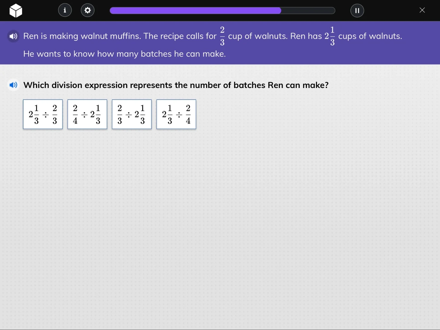 ren is making walnut muffins. the recipe calls for $\frac{2}{3}$ cup of…