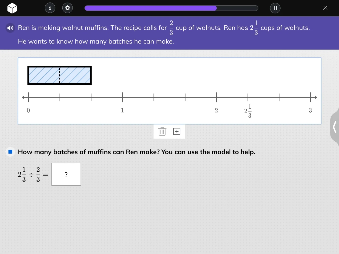 ren is making walnut muffins. the recipe calls for $\frac{2}{3}$ cup of…