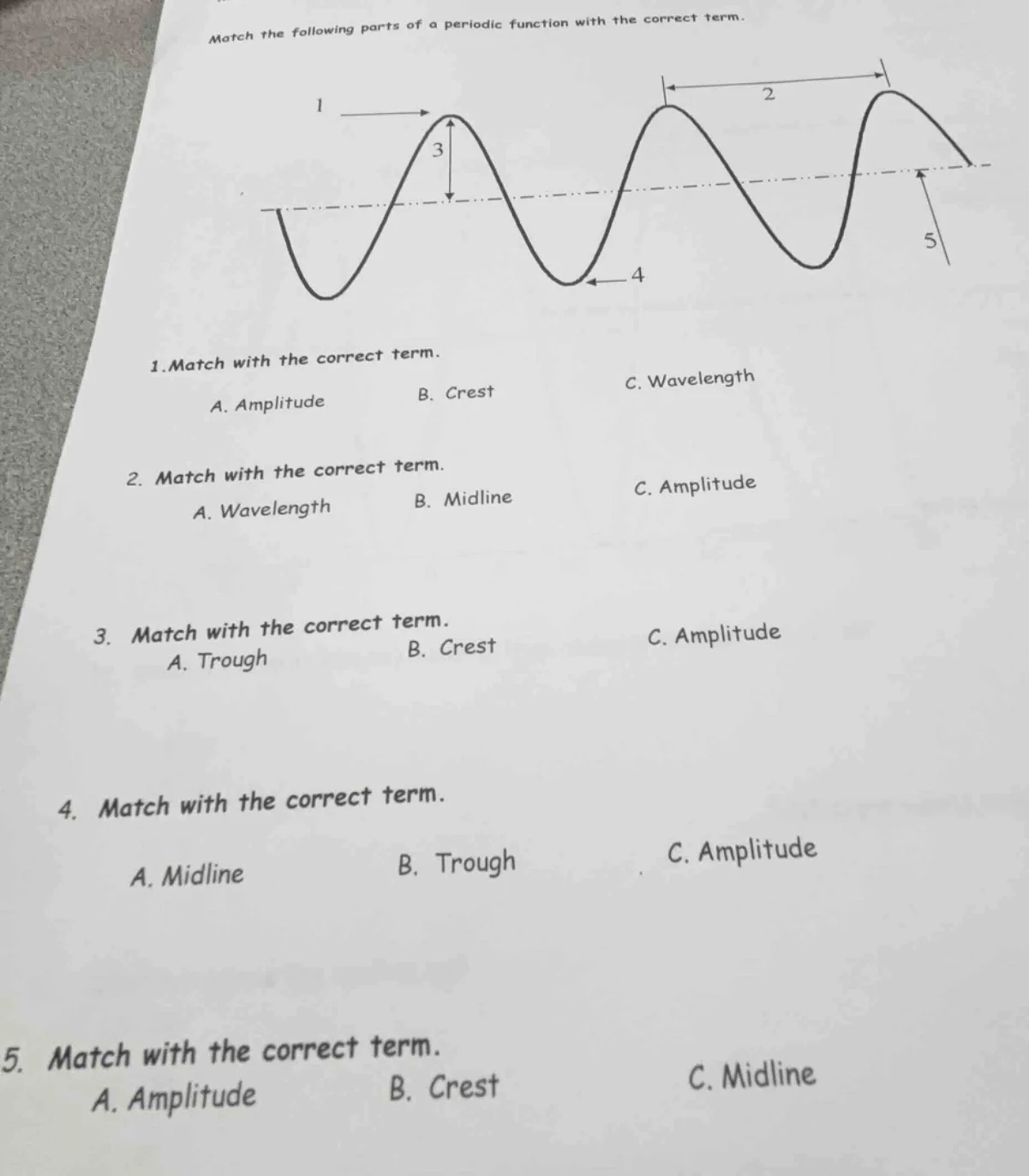 match the following parts of a periodic function with the correct term.…