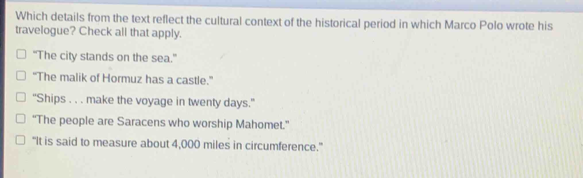 which details from the text reflect the cultural context of the histori…