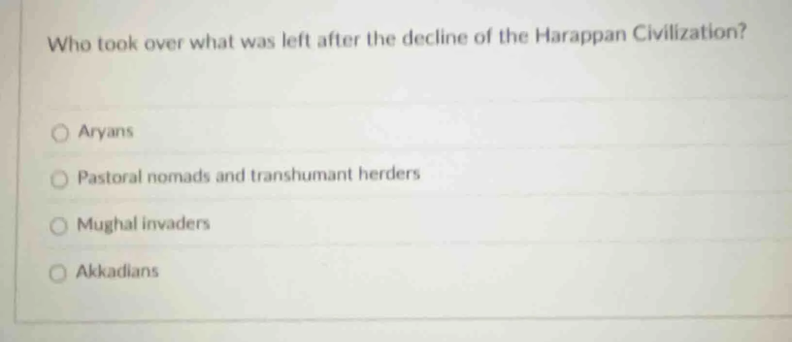 who took over what was left after the decline of the harappan civilizat…