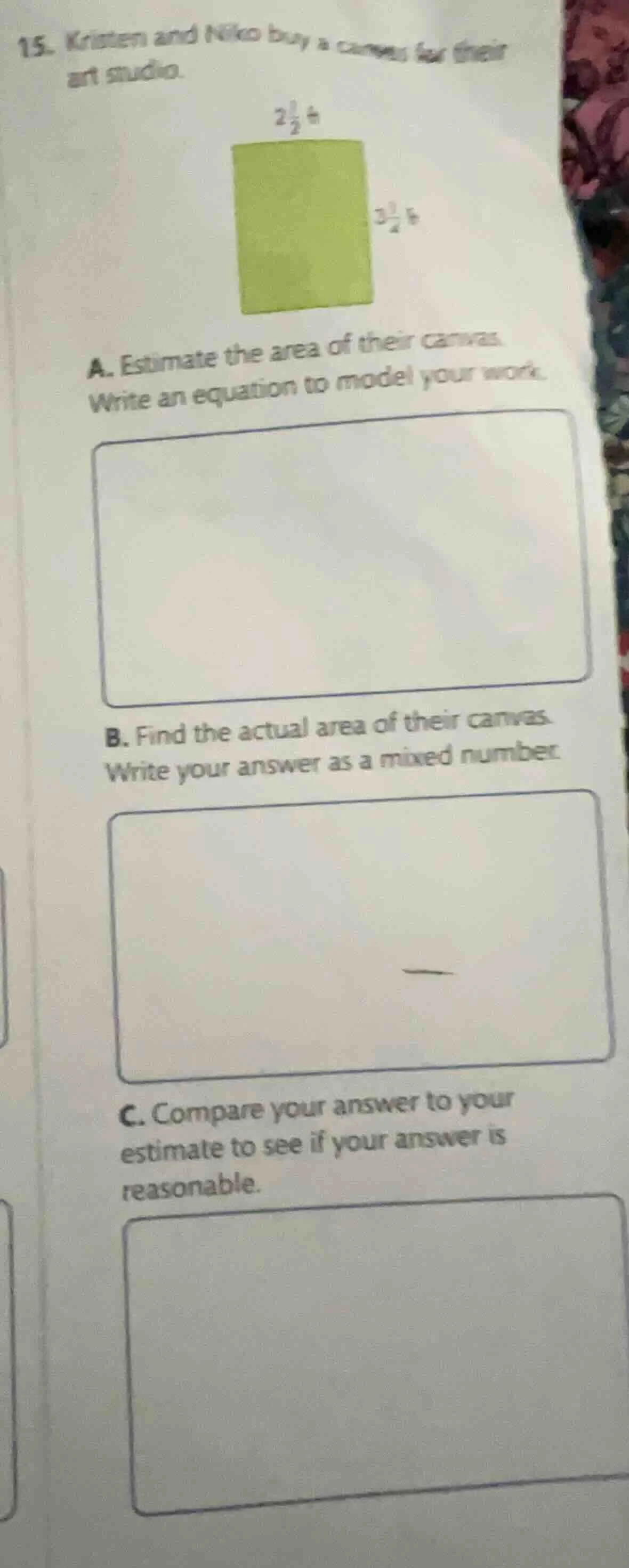 15. kristen and niko buy a canvas for their art studio.$2\\frac{1}{2}$ …