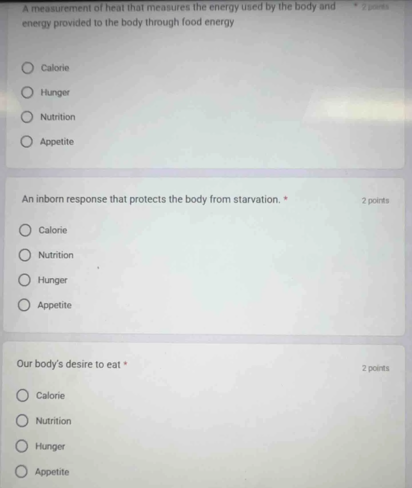 1. a measurement of heat that measures the energy used by the body and …