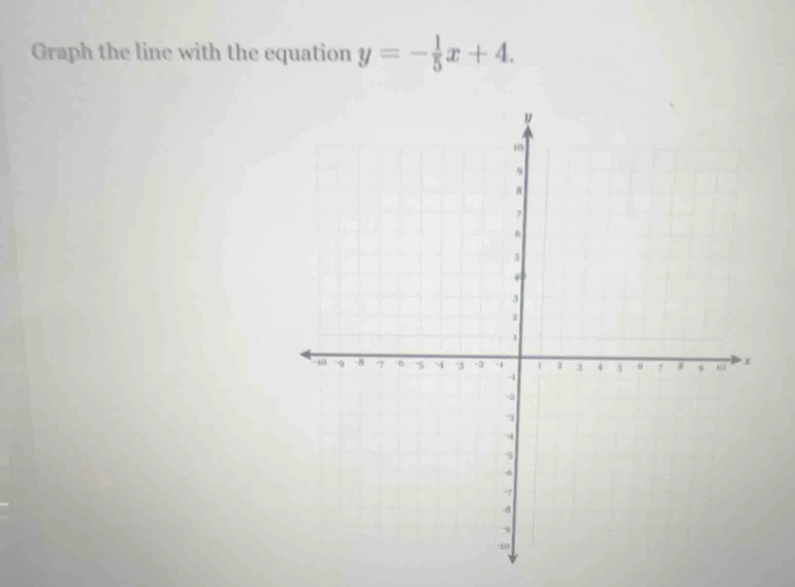 graph the line with the equation $y = -\frac{1}{3}x + 4$.