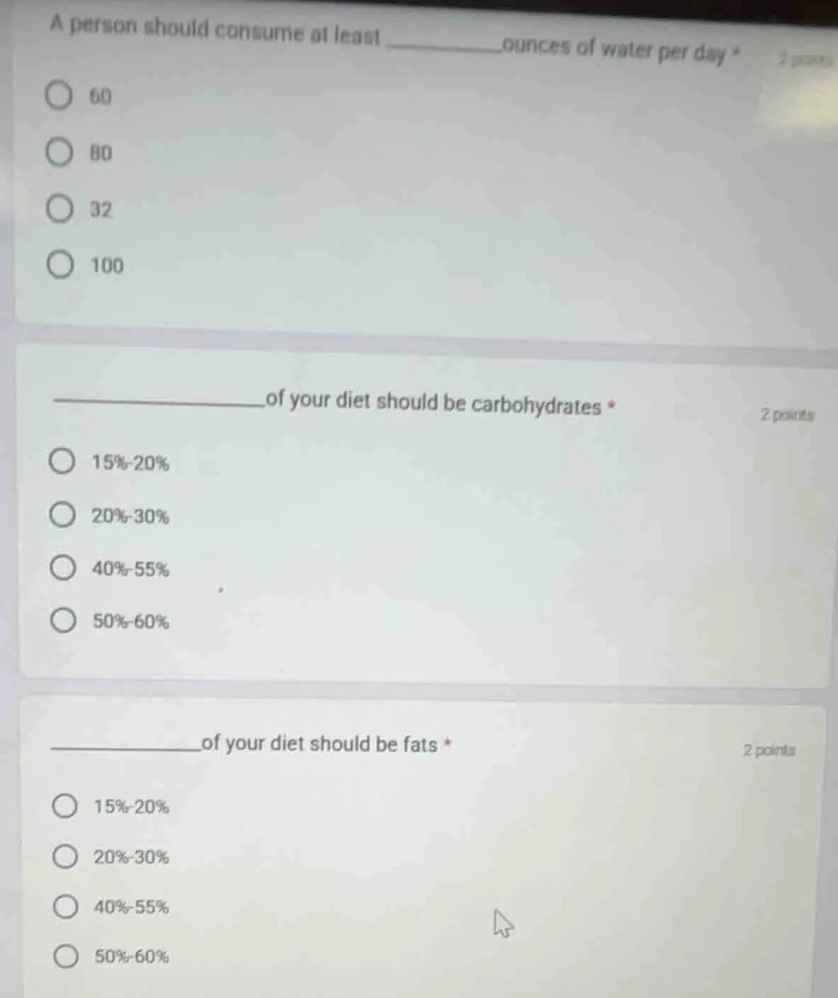 a person should consume at least __________ounces of water per day *2 p…