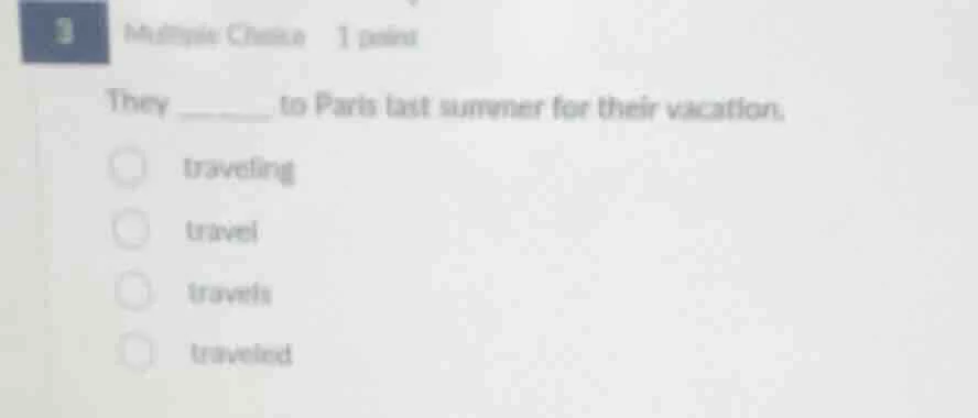 3 multiple choice 1 point they ______ to paris last summer for their va…