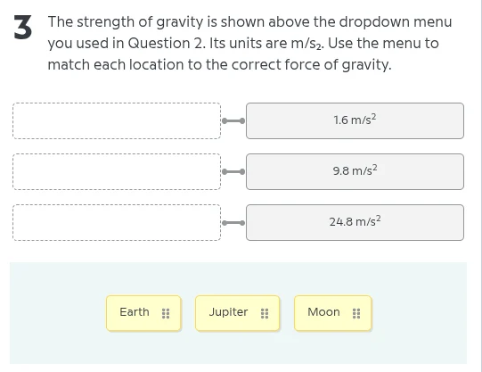 3 the strength of gravity is shown above the dropdown menu you used in …