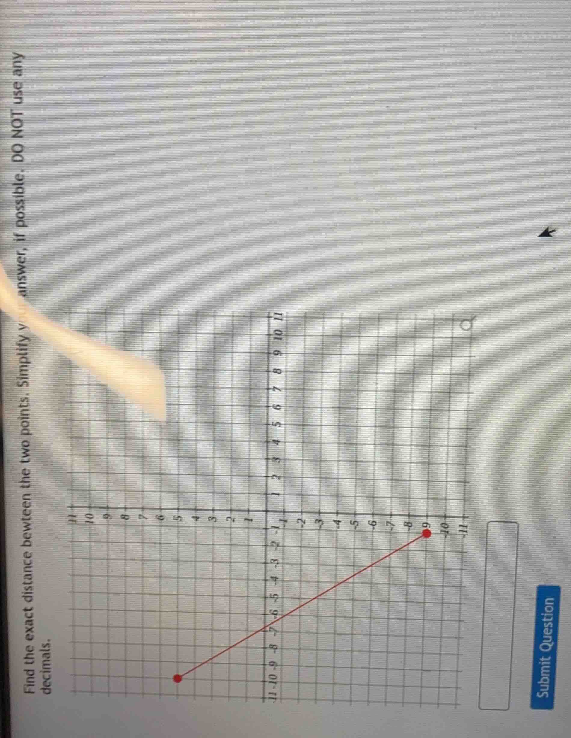 find the exact distance between the two points. simplify your answer, i…