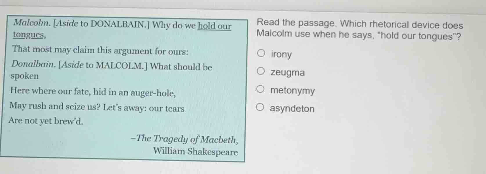 malcolm. aside to donalbain. why do we hold our tongues,that most may c…