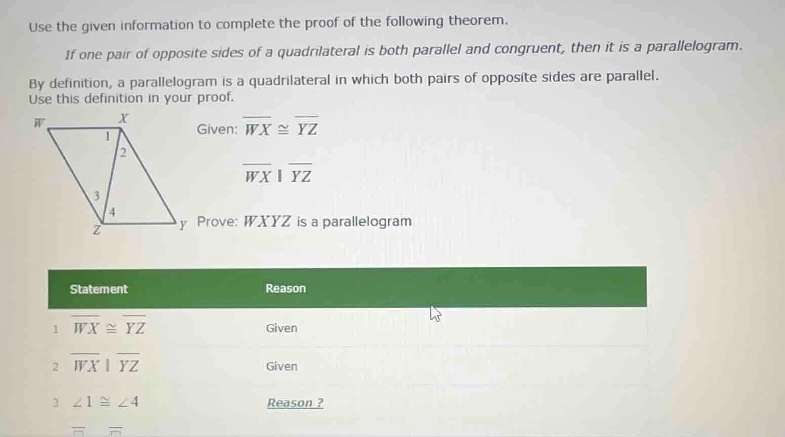 use the given information to complete the proof of the following theore…