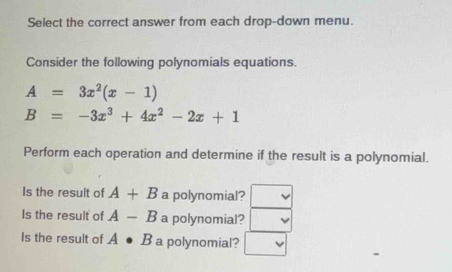 select the correct answer from each drop-down menu. consider the follow…