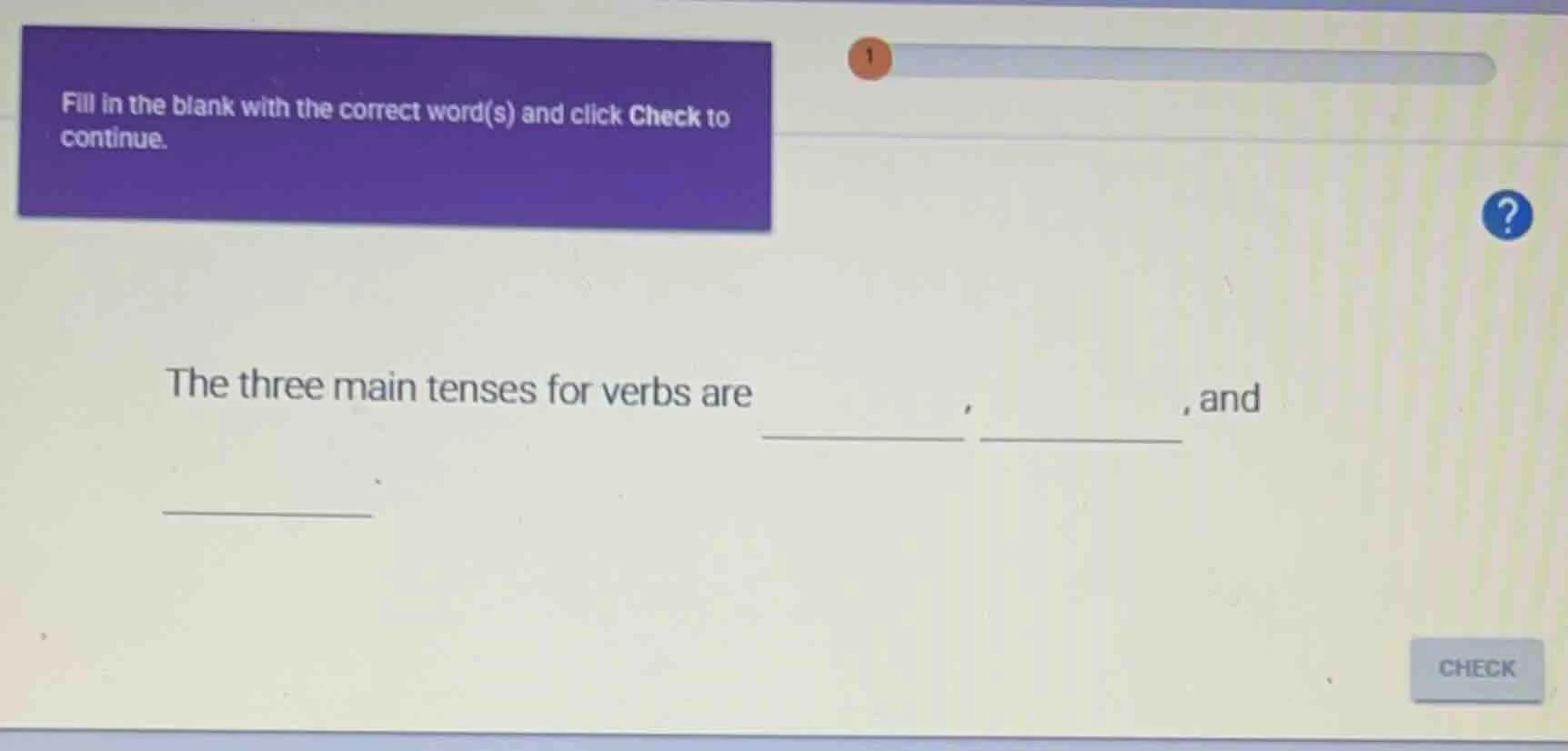 fill in the blank with the correct word(s) and click check to continue.…