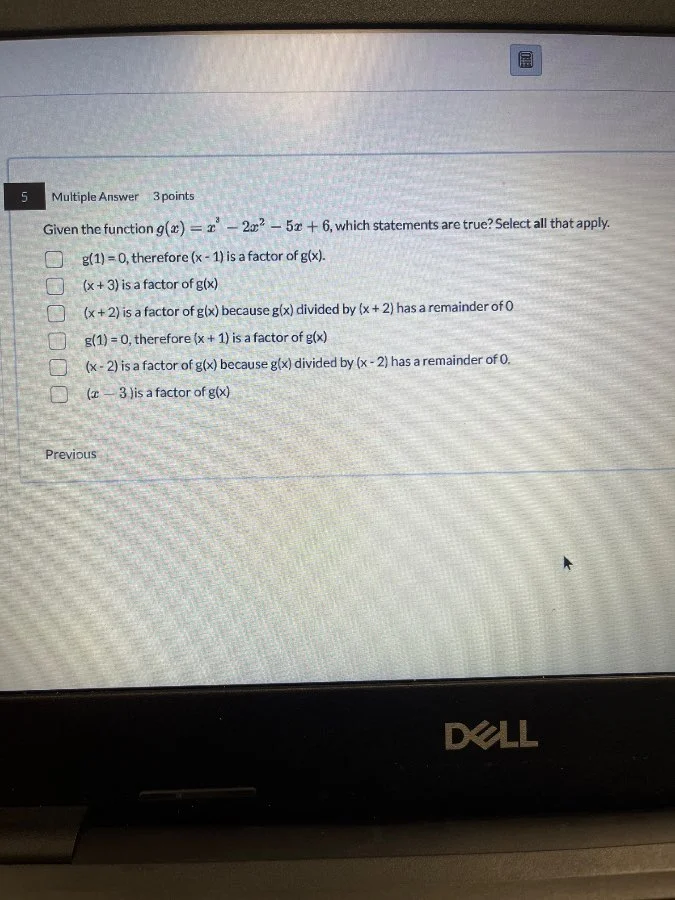 5 multiple answer 3 points given the function $g(x) = x^3 - 2x^2 - 5x +…