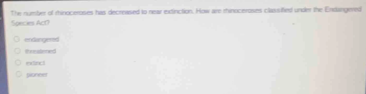 the number of rhinoceroses has decreased to near extinction. how are rh…