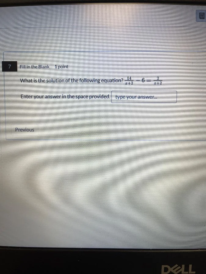 7 fill in the blank 1 point what is the solution of the following equat…