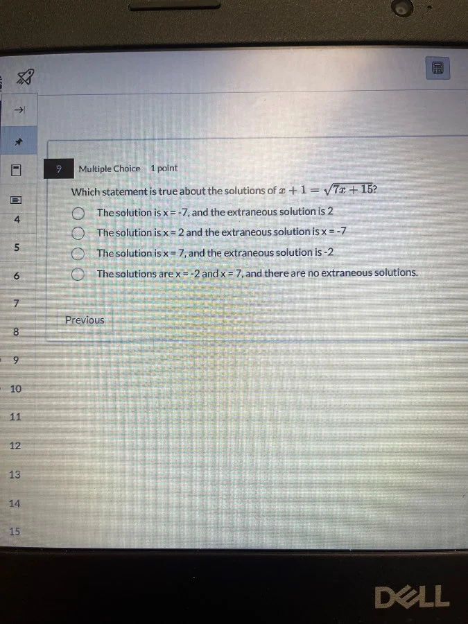 9 multiple choice 1 point which statement is true about the solutions o…