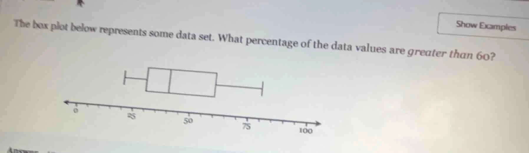 the box plot below represents some data set. what percentage of the dat…