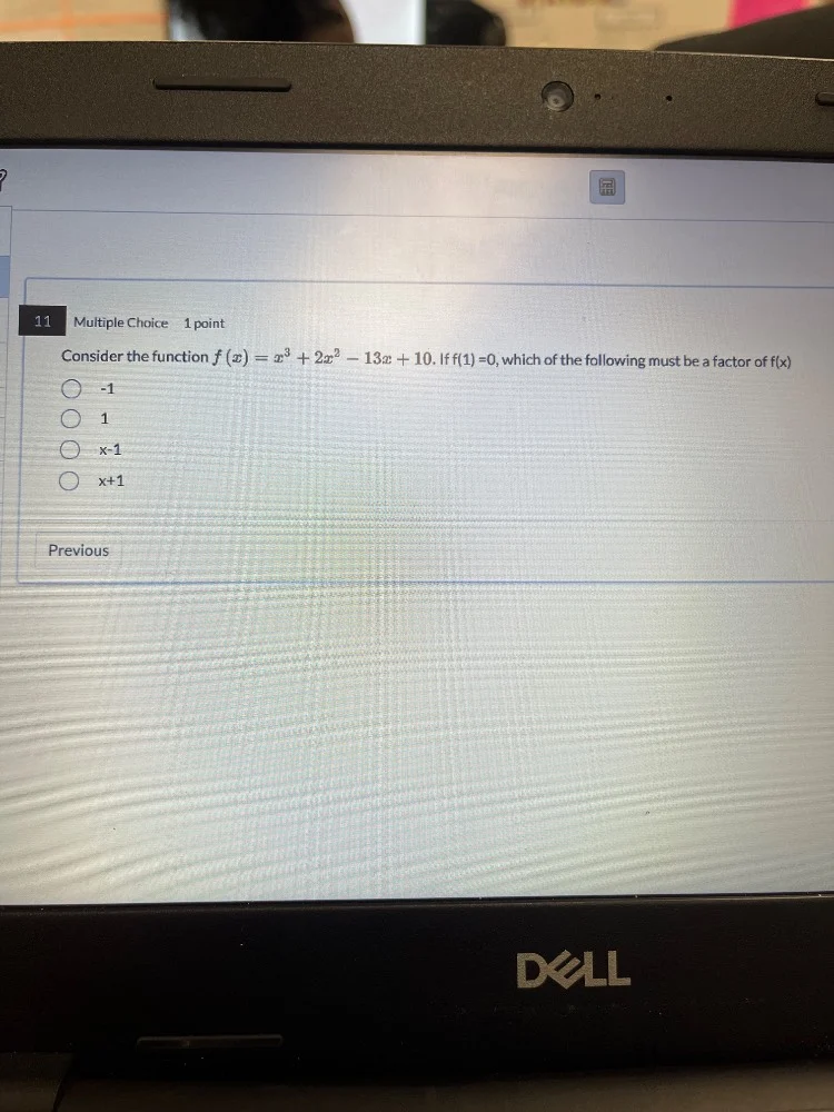 11 multiple choice 1 point consider the function $f(x) = x^3 + 2x^2 - 1…