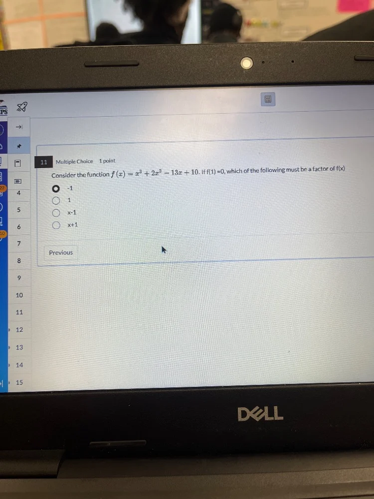 11 multiple choice 1 point consider the function $f(x) = x^3 + 2x^2 - 1…