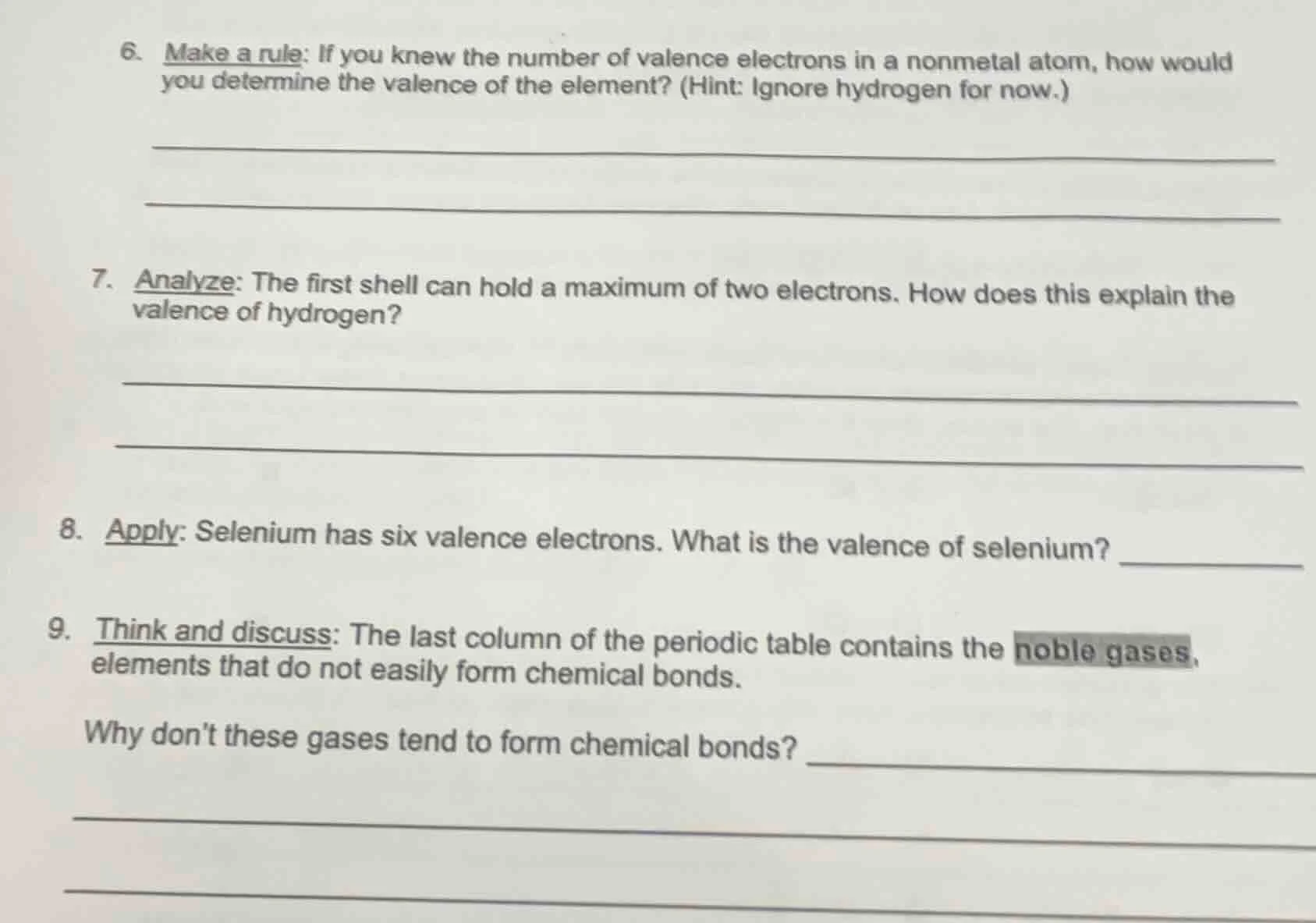 6. make a rule: if you knew the number of valence electrons in a nonmet…