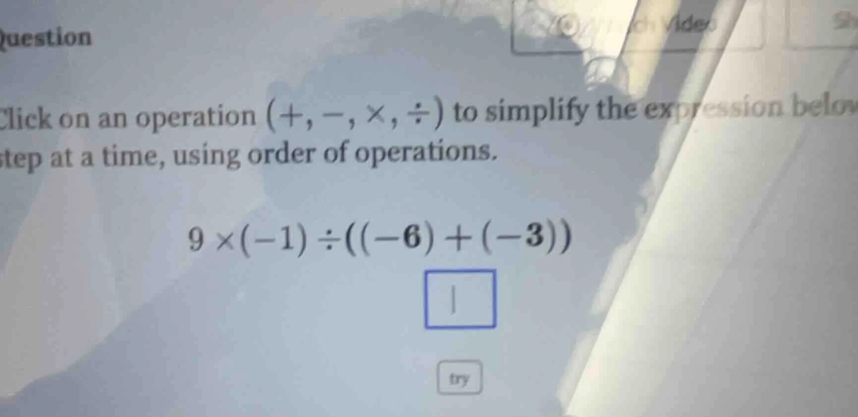 question click on an operation $(+, -, \\times, \\div)$ to simplify the…