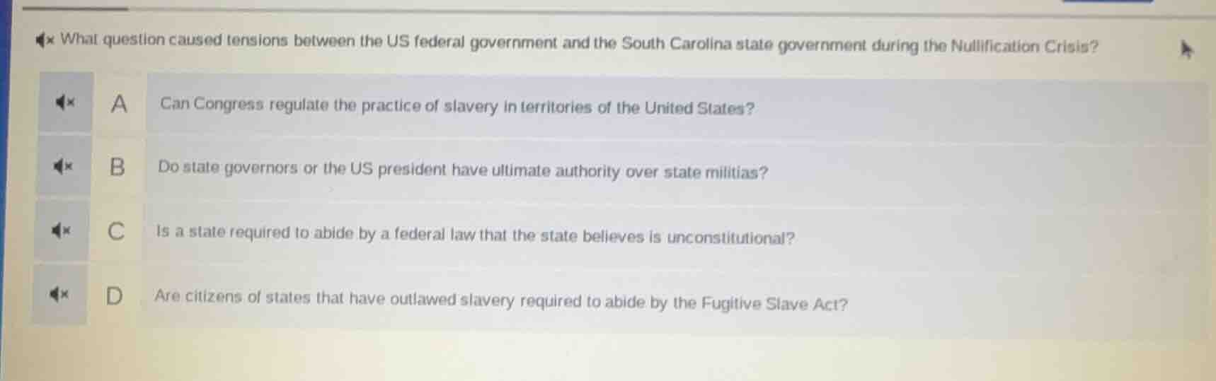 what question caused tensions between the us federal government and the…