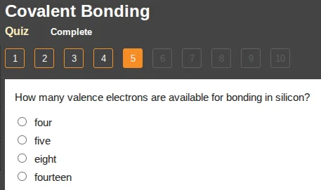 covalent bonding quiz complete 1 2 3 4 5 6 7 8 9 10 how many valence el…