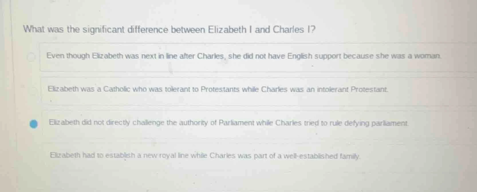 what was the significant difference between elizabeth i and charles i? …