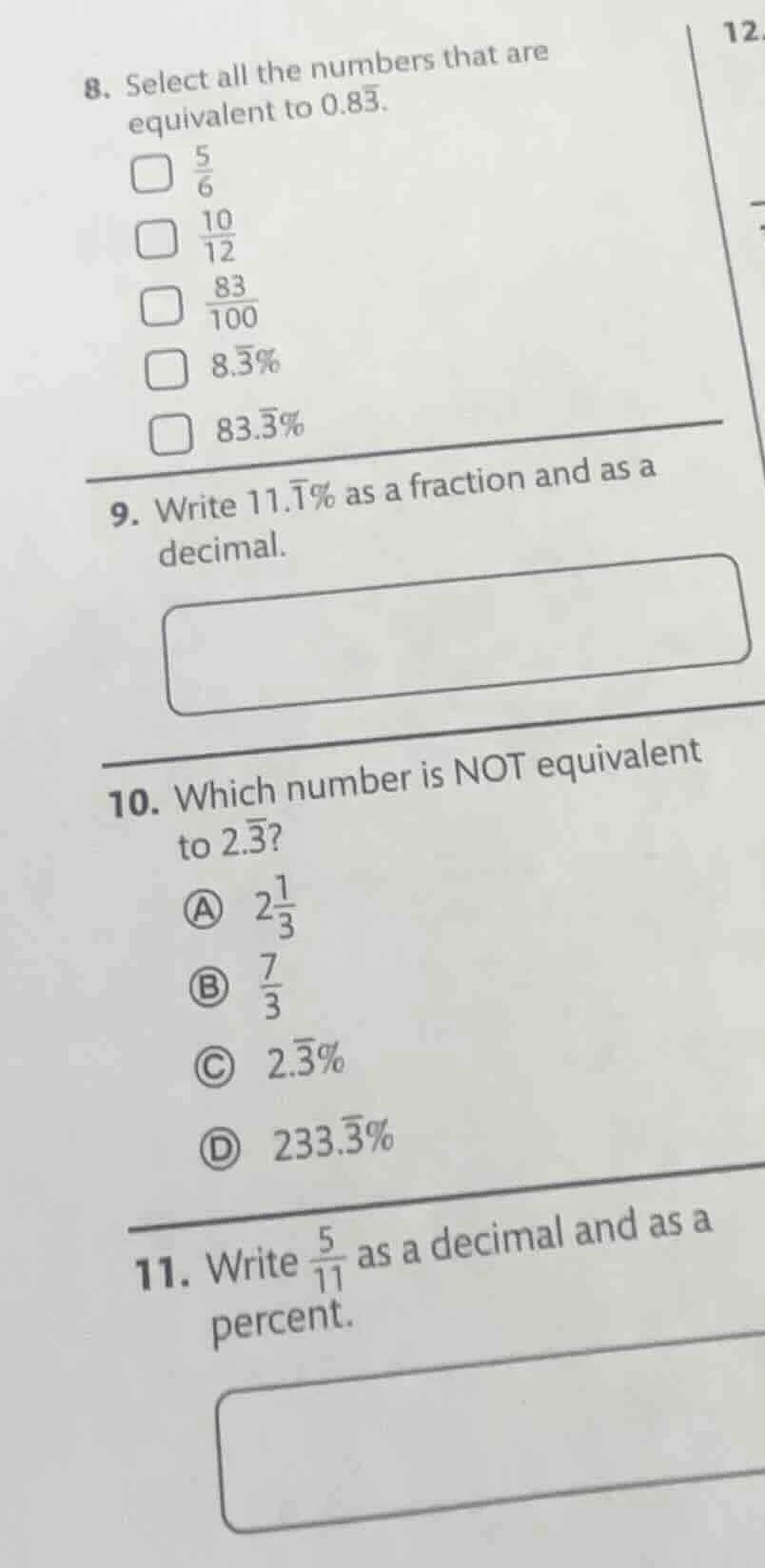 8. select all the numbers that are equivalent to $0.8\\overline{3}$.$sq…