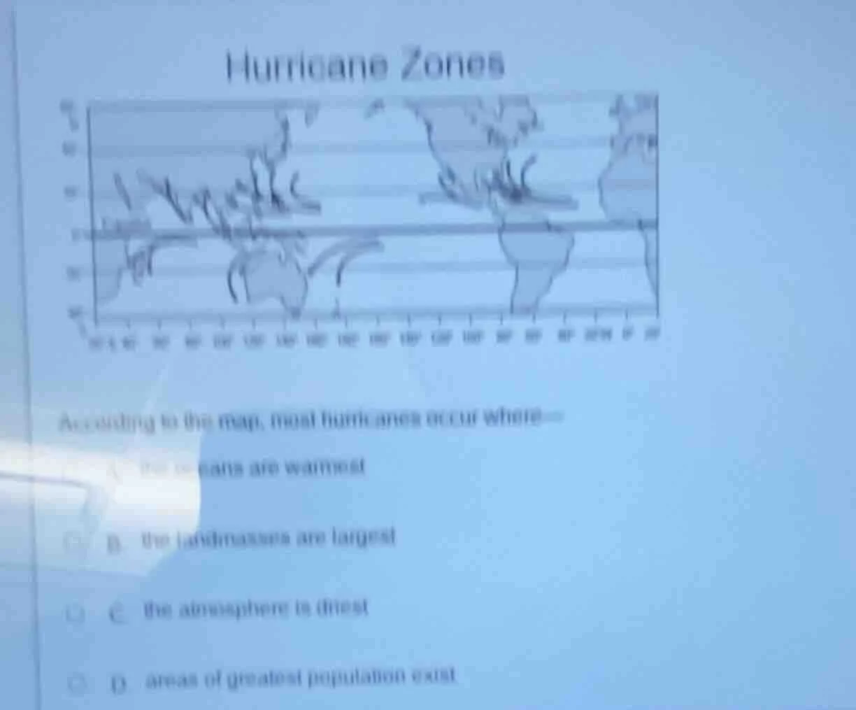 hurricane zones according to the map, most hurricanes occur where— a. t…
