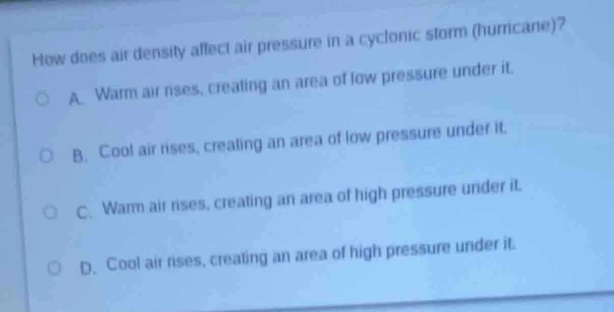 how does air density affect air pressure in a cyclonic storm (hurricane…