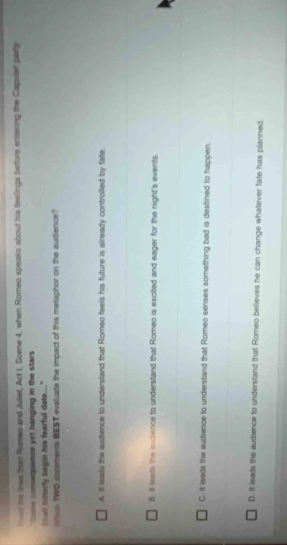 from the lines from romeo and juliet, act i, scene 4, when romeo speaks…