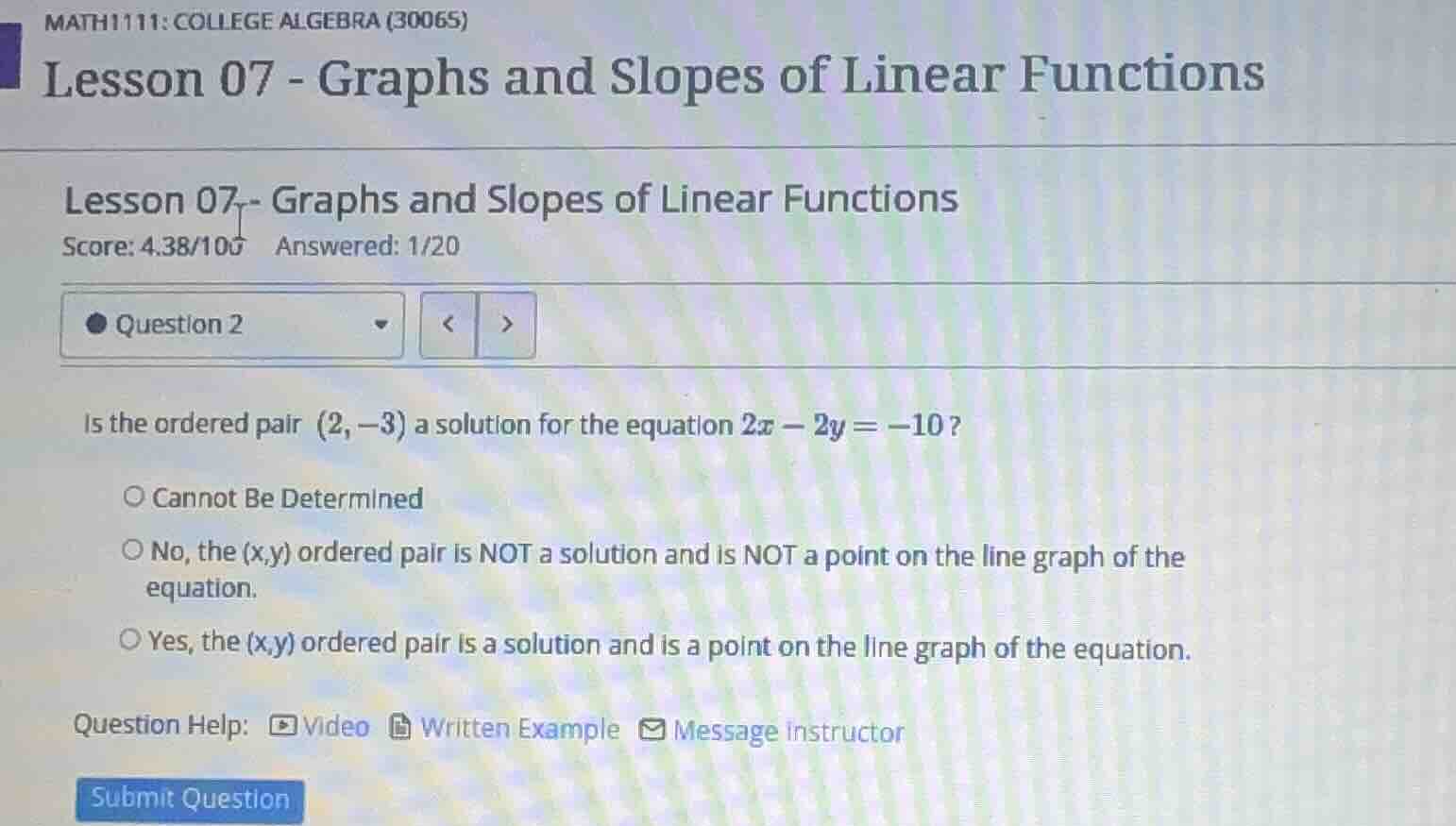 math1111: college algebra (30065) lesson 07 - graphs and slopes of line…