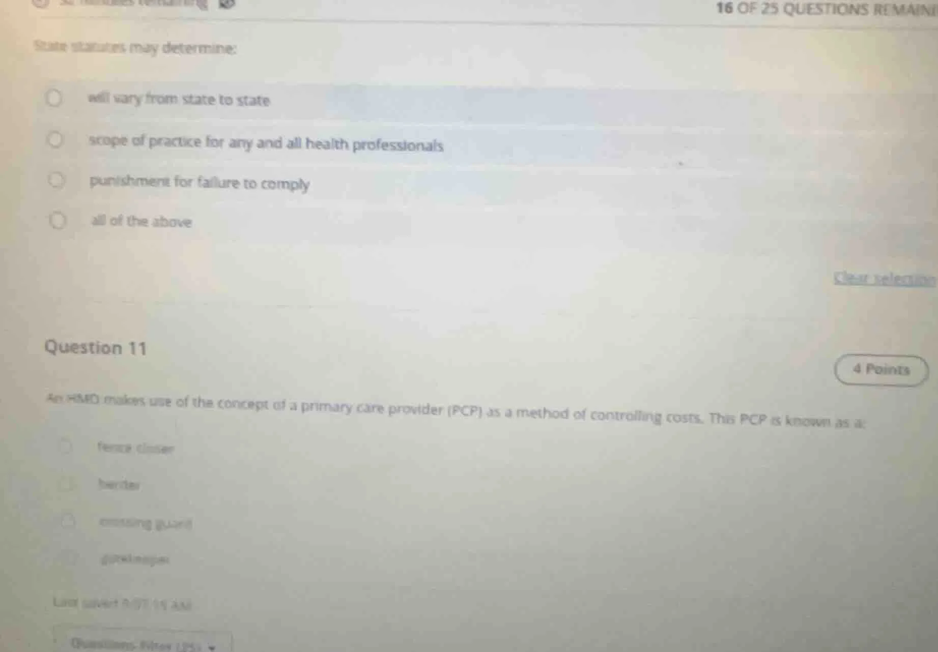 16 of 25 questions remaini state statutes may determine: will vary from…