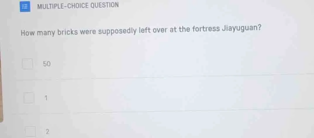 multiple-choice question how many bricks were supposedly left over at t…