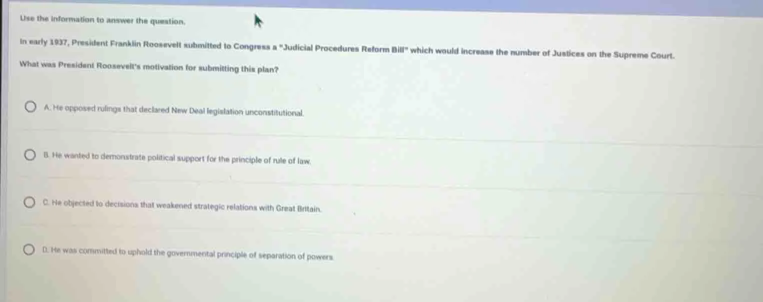use the information to answer the question. in early 1937, president fr…
